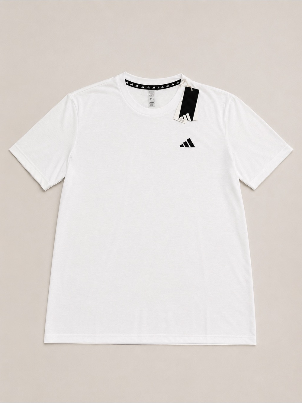 adidas White Short Sleeve Logo Crew Neck Tee